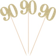 Pack of 10 Gold Glitter 90th Birthday Centerpiece Sticks Number 90 Table Topper Age Letter Decoratio
