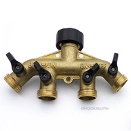 4 Way Garden Hose Splitter Heavy Duti Solid ทองเหลืองพร้อมวาล์ว 4 Valves Garden Hose Spigot Adapter 