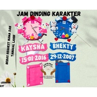 Wall clock with doraemon, hello kitty, etc. characters