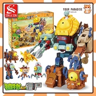 Genuine 5 in 1 plants vs zombies big robot toys set alloy model game mecha fusion robot plant zombie