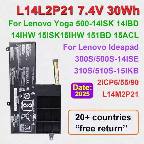 Laptop Battery For Lenovo L14L2P21 Yoga 500-14ISK Ideapad 300S-14ISK 310S-14IKB 15IKB S41-70 L14M2P2