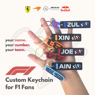 Formula 1 Theme Custom Keychain Driver Name & Numbe 3D Printed Personalised Gift Idea for F1 Fans