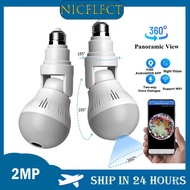 NICELECT IP Camera Wifi 360° Panoramic Camera Night Vision Two Way Audio Fisheye Video Surveillance 2MP Bulb Lamp CCTV Security Camera
