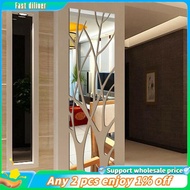 In stock-3D Acrylic Tree Mirror Wall Sticker Removable DIY Art Decal Home Decor Mural 100X28CM