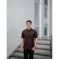 KEMEJA Men's Short Sleeve Coffee Brown Shirt Shirt/ Men's Coffee BrownPOLOS