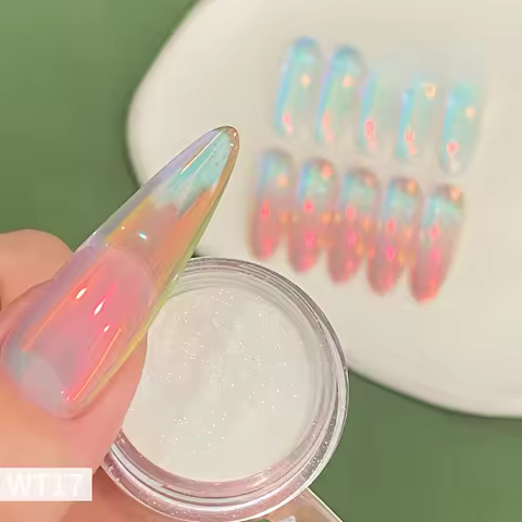 1Jar Plating Aurora Chrome Nail Powder Orange High-Gloss Moonlight Mirror Fine Glitter Pigment Auror