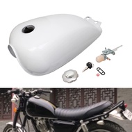 Universal Motorcycle White 9L 2.4 Gal Gas Fuel Tank Fit For Suzuki GN125 GN250 Cafe Racer All Model