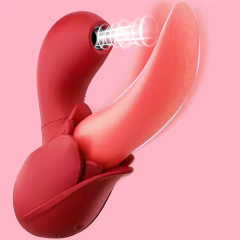 3 in 1 Tongue Licking Vibrator Vaginal Suction & Thrusting Vibrator Clitoral Massager G Spot Stimula