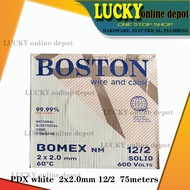 ORIGINAL BOSTON BOMEX NM 14/2, 12/2, 10/2 PDX WIRE (per box)(White Color) 75meters