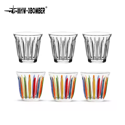 MHW-3BOMBER 90ml Small Glass Cups Set of 6 Drinking Glasses Latte Glasses for Espresso Glass Cup Caf