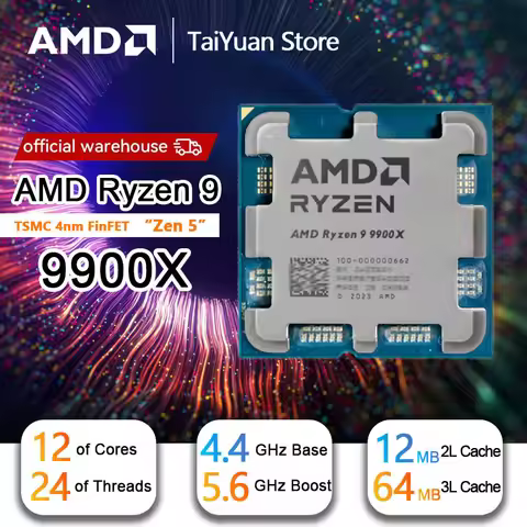 AMD Ryzen 9 9900X R9 9900X CPU Processor 5.6GHz 12-Core 24-Thread 76MB Game Cache 4NM TDP 120W Socke