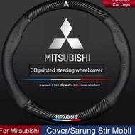 Premium Carbon Leather Car Steering Wheel Cover with Mitsubishi Pajero Sport Eclipse Cross Car Logo