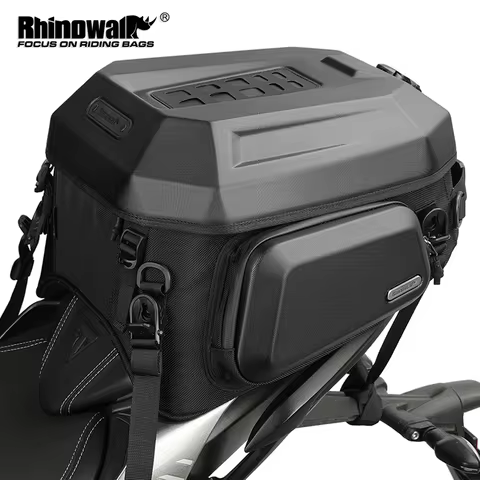 Rhinowalk Motorcycle Tail Bag 23L-35L Expandable Hardshell Motor Rear Seat Luggage Box Waterproof In