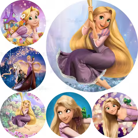 Round Tangled Rapunzel Princess Background Kids Birthday Party Backdrop Circle Banner Photography De