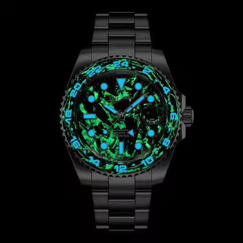 TIME TOKEN 2025 Luxury Divers Watch | 40mm Carbon Fiber Automatic Mens Watch – 100m Water Resistant