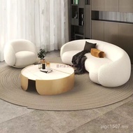 Luxury Cream Living Room Lamb Fleece Style Reception Beauty Salon Clothing Store Fabric Sofa Area Re