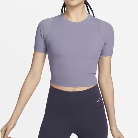 Nike genuine New Women's Soft Sports Ribbed Short Sleeve Crop Top FN7468-509