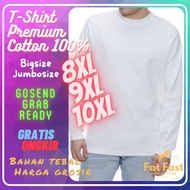 T-SHIRT WHITE LONG-SLEEVED JUMBOPOLOS FULL COTTON SIZEBIG 8XL 9XL 10XL
