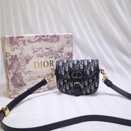 DIOR New Style Small Saddle Bag Canvas Female Bag Bobby Flap Opening Closing Design, Magnetic Buckle