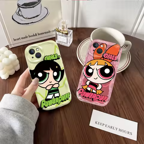Lovely Powerpuff Girls Wave Phone Case For iPhone 15 14 13 12 11 Pro Max 15 14 8 7 6 Plus XR X XS Ma