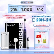 Combo tăm nước cầm tay Brushie Super Sonic mini + bàn chải điện Brushie Ultra Plus hỗ trợ làm sạch r