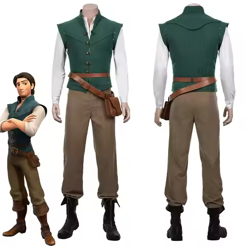 Anime Rapunzel Flynn Rider Cosplay Costume Stage Performance Vest Shirt Pants Waistcoat Set Hallowee