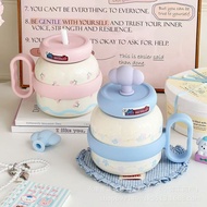 Desktop Office Cup Ceramic Liner Thermos Cup Large Capacity Straw Cup High-value Big Mac Ice Mac Wat