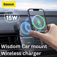 Baseus ที่ชาร์จไร้สายบนรถ Qi 15W Car Wireless Charger Induction Auto Mount Fast ที่ชาร์จและที่วางโทร