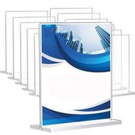3 Sizes Acrylic Sign Holder - Transparent T-Shape Plastic Display Stand, Double-Sided Paper & Sign H