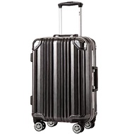Coolife Luggage Aluminium Frame Suitcase TSA Lock 100% PC 20in 24in 28in (Black, L(28in))