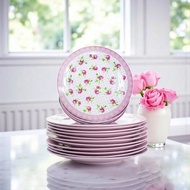 Piring QueenRose shabby chic keramik Motif Bunga Mewah Import Prasmanan Set 1/2 lusin