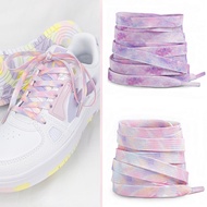 New Ink Tie Dye Color Flat Shoelaces Ladies White Shoes Canvas Shoes Accessories
