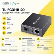 TP-Link TL-FC311B-20 1Gbps WDM Media Converter | RJ45 to SC/UPC Single-Mode Fiber | 20KM | 1310nm TX