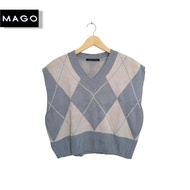 Argyle Blue Denim Ketupat Crop Vest (CODE: B113 - 08)