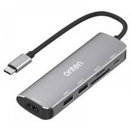 Onten 6 in 1 Type-C to HDMI(F)+2Ports USB3.0+SD/TF Card Reader+Type-C(F)