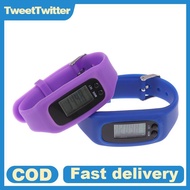 TweetTwitter LED Pedometer Bracelet Step Counter Watch 12/24H Time Display Step Counter Watch Silico
