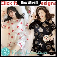 New World1 Vneck Silk Pajama Set Sleepwear Nightwear Homewear Loungewear for Women