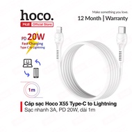 Cáp sạc nhanh PD27W HOCO X37/X55 Type-C to IP dành cho iP sạc nhanh 3A dây dẻo đầu sạc chống đứt dài