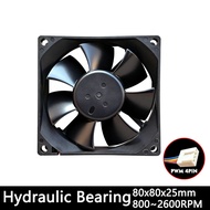 JUMPEAK 12V Two Ball HDB 8025 80mm PC Cooling Fan PWM 4PIN 2600RPM High Speed Quiet For Computer Ser