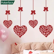 POKERFACE Romantic Heart Shaped Home Wall Stickers PVC Restaurant Window Display Sticker Valentine's