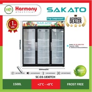 SAKATO SC-D3-1830TCH 3 Door Upright Chiller Top Compressor 1500L (Commercial Chiller / Fresh Market/