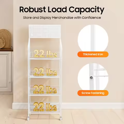 Snack Candy Display Organizer 4 Tier Retail Display Rack Stand Snack Rack Basket Stand Cart for Frui