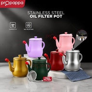 Propappa - Stainless Steel Oil Filter Pot Oil Storage Pot Oil Container |   Stainless Steel Oil Cont