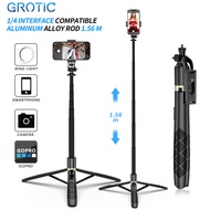 GROTIC 156cm Tripod Selfie Stick Bluetooth Remote Baut 1/4 Tongsis Holder Q16 untuk Handphone Hp Gop