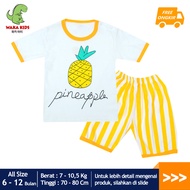 Skabe Pakaian Bayi Anak Laki Laki Baju Atasan Oblong Lengan Pendek Motif Pineapple Setelan Celana Ka