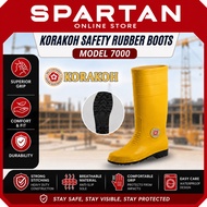Korakoh 7000 Yellow Rubber Boot Highcut Industrial Waterproof Safety Rain Boot With Inner Fabric Lin