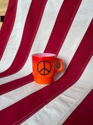Vintage Fire King D Handle Red Orange Fade Peace Sign Symbol Hippie Mug 咖啡 杯 🇺🇸
