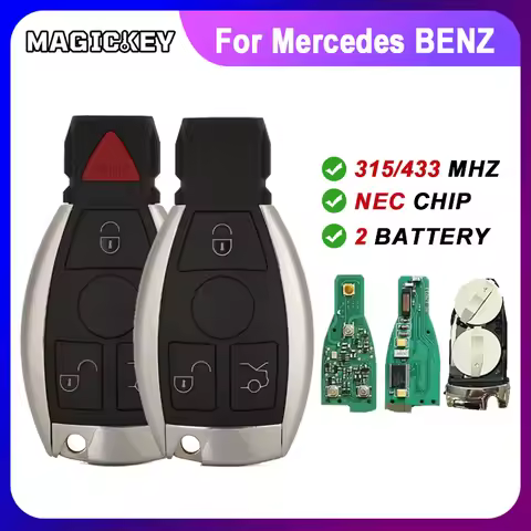 2 Batteries NEC Chip 315MHz Panic 433MHz Car Smart Remote Key Fob Mercedes Benz A B C E G R S Class 