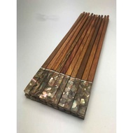 High quality rosewood chopsticks with square head and abalone shell... set of 10 pairs