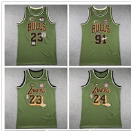 Jersi Bola Keranjang Bersulam Hijau Tentera Lakers Bulls 76ers Raptors Rompi Tanpa Lengan Sulaman Di